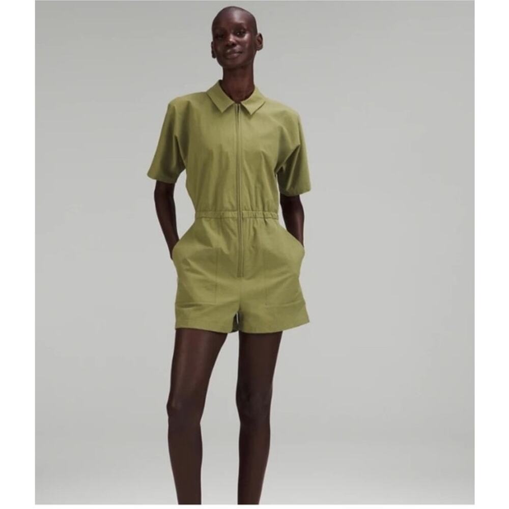 Lululemon Lab Green Zip Front Romper Size‎ 4